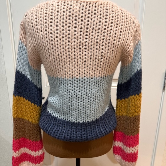Colorful striped knit sweater with amazing ballon sleeves  XS-S - Picture 2 of 4